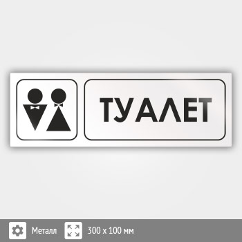 Знак «Туалет», И05 (металл, 300х100 мм)