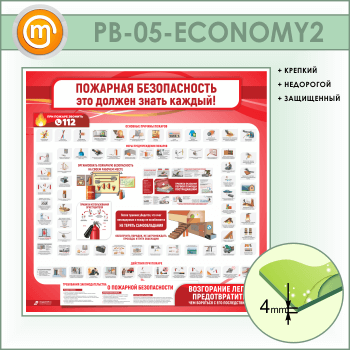 Стенд «Пожарная безопасность. Это должен знать каждый» (PB-05-ECONOMY2)