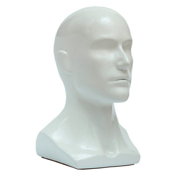 Манекен-голова мужская стилизованная, белый глянец