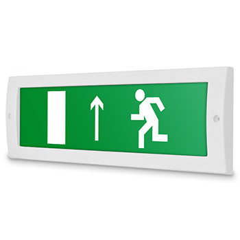 Световое табло «Направление к эвакуационному выходу прямо (левосторонний)», Молния (12В)